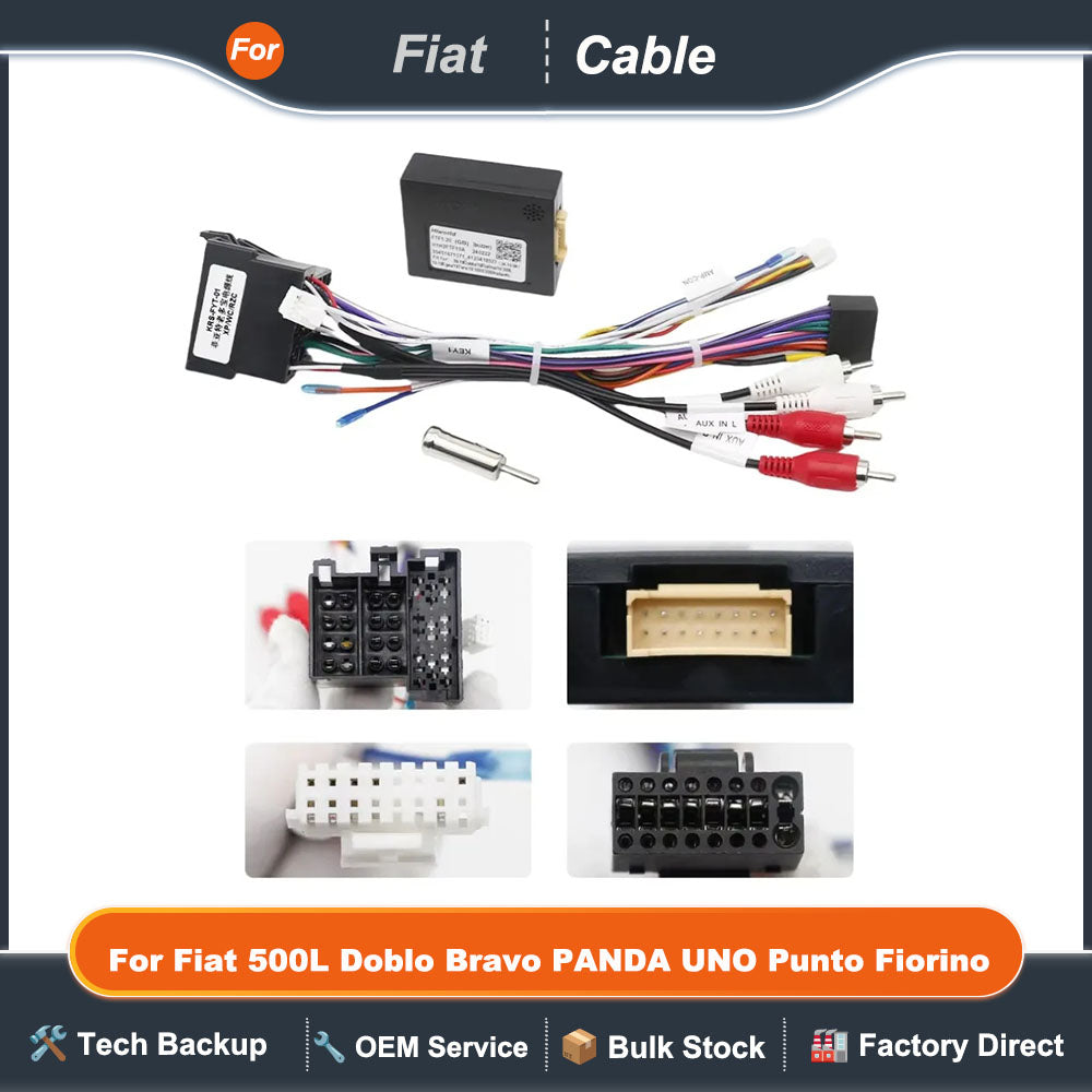 16 Pin Wiring HiWorld CANBUS for Fiat 500L Harnss Power Cable for Doblo Bravo PANDA UNO Punto Fiorino Android Car Radio