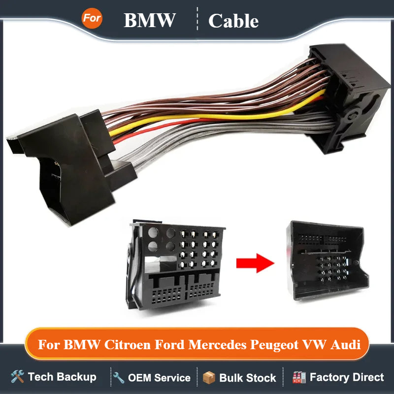 40 Pin Quadlock Extension Adapter Cable Plug Play Wiring Harness for BMW Citroen Ford Mercedes Peugeot VW Audi SEAT Opel Skoda