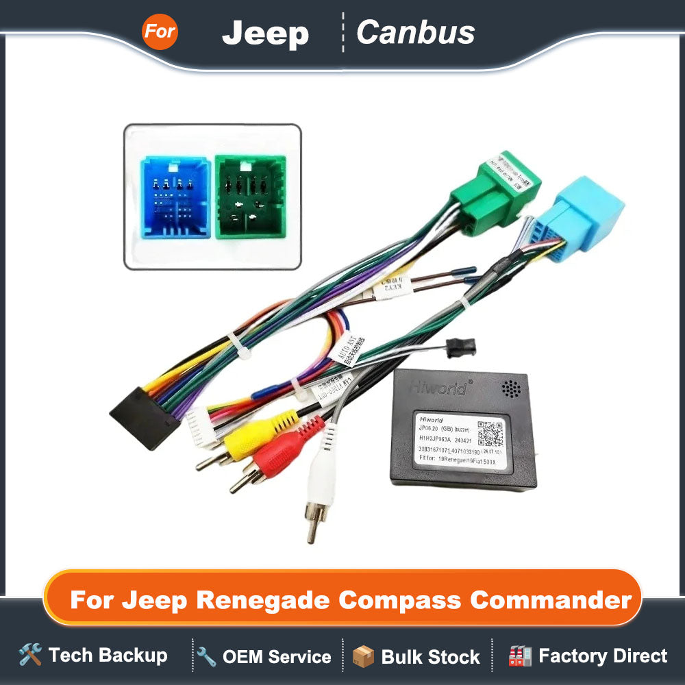 Radio Wiring Harness Adapter CAN Bus Decoder Box 16 Pin Plug to 12Pin 32Pin Cable Converter for Jeep Renegade Compass Commander