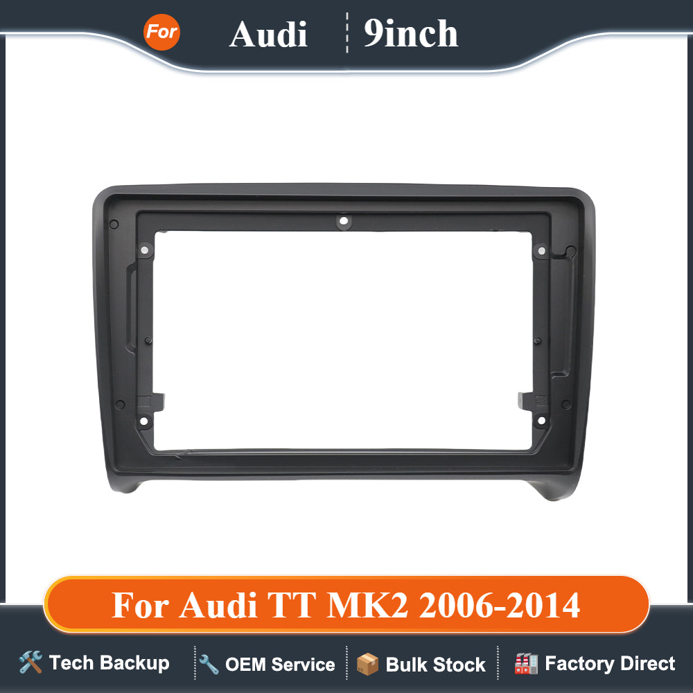 For Audi TT MK2 2006-2014 9 inch Car Radio Fascias 2 Din Frame Mount Kit Stereo Panel Wiring Harness Power Cable Adapter Canbus