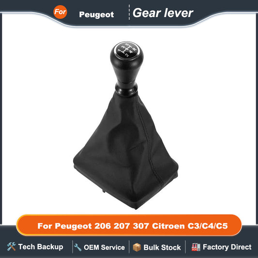 For Peugeot 206 207 307 Citroen C3/C4/C5 5 Speed Gear Shift Knob Shifter Lever Stick Gaiter Boot Cover PU Car Accessories
