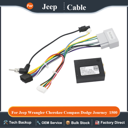 CAN Bus Decoder Box 16 Pin To 22Pin Cable Radio Wiring Harness Adapter for Jeep Wrangler Cherokee Compass Dodge Journey Ram 1500