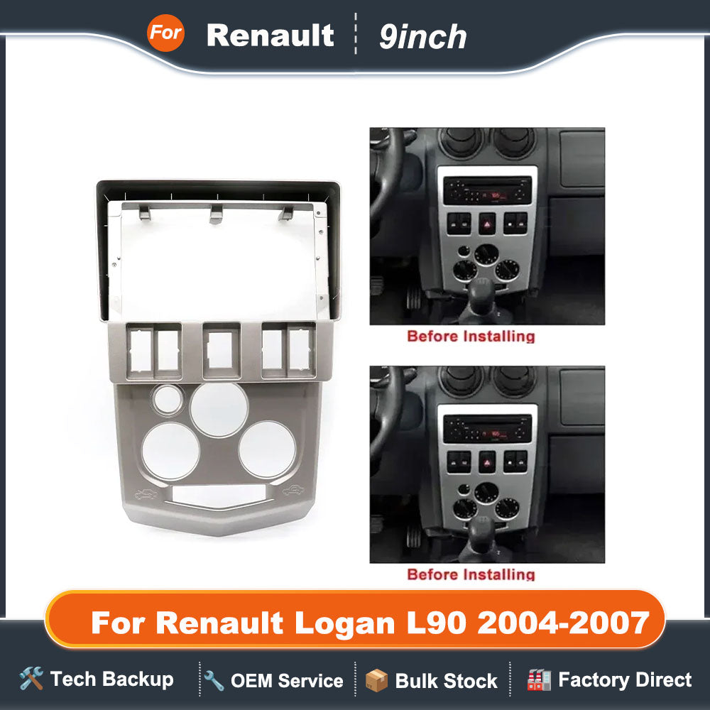 9 Inch Car Frame Fascia Adapter Android  Radio Dash Fitting Panel Kit For Renault Logan L90 2004-2007