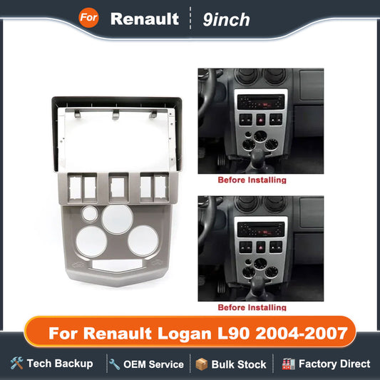 9 Inch Car Frame Fascia Adapter Android  Radio Dash Fitting Panel Kit For Renault Logan L90 2004-2007