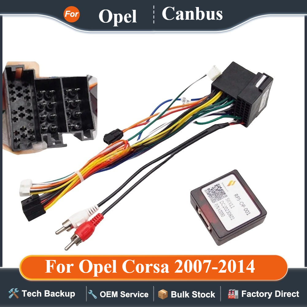 Car Audio 16 Pin Android 2 Din GPS Video Power Cable Adapter With Canbus Box For Opel Corsa 2007-2014 Audio Power Wiring Harness