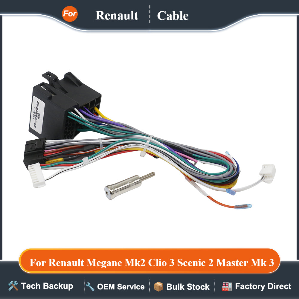 16 Pin for Renault Wiring Harness Adapter CanBus Decoder for Renault Megane Mk2 Clio 3 Scenic 2 Master Mk 3 Car Android Cable