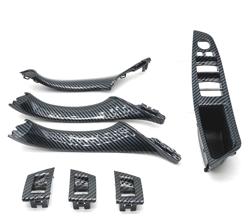 LHD RHD Fiber Interior Door Pull Handle 7PCS Set For BMW 5 Series F10 F11 F18 520i 523i 525i 528i 535i