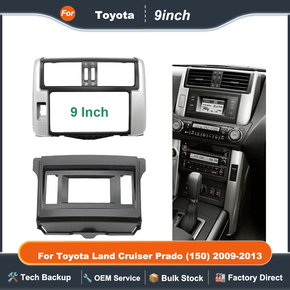 Car Fascia Radio Panel for Toyota Land Cruiser Prado (150) 2009-2013 (Left wheel) Dash Kit Console Facia Plate Bezel Adapter