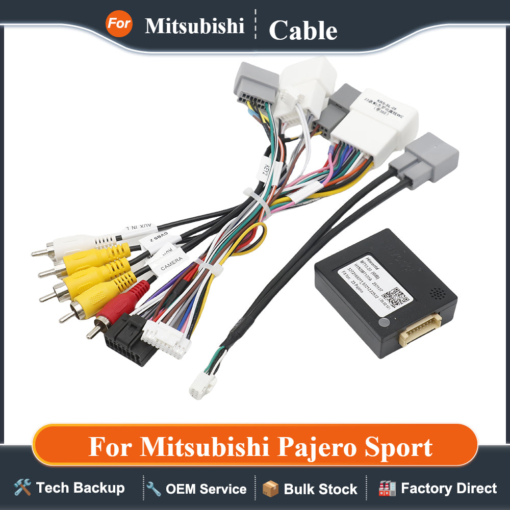 16pin Wiring Harness Adapter Canbus Box Decode for Mitsubishi Pajero Sport Android Radio Power Cabler
