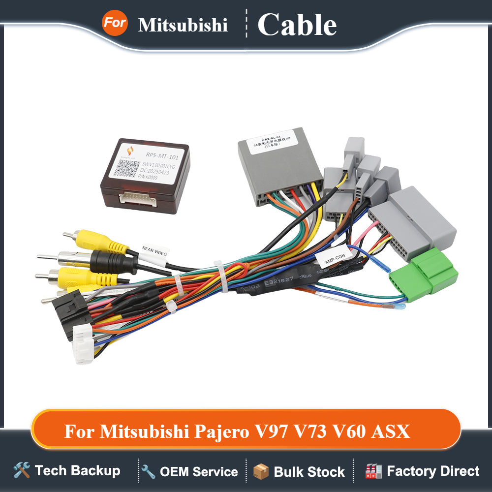 16Pin Car Wiring Harness Adapter For Mitsubishi Pajero V97 V73 V60 ASX Outlander RP5-MT-101 Canbus Box Decoder