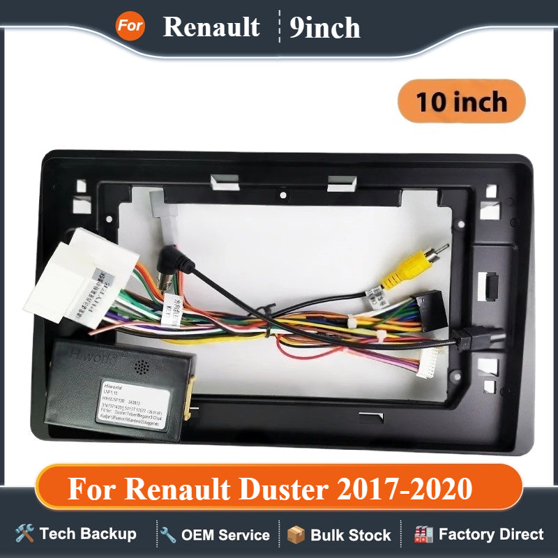 10" Android Radio Panel Frame for Renault Duster 2017-2020, Wiring Harness Adapter, CAN Bus Decoder, 12Pin 24Pin 8Pin Connector