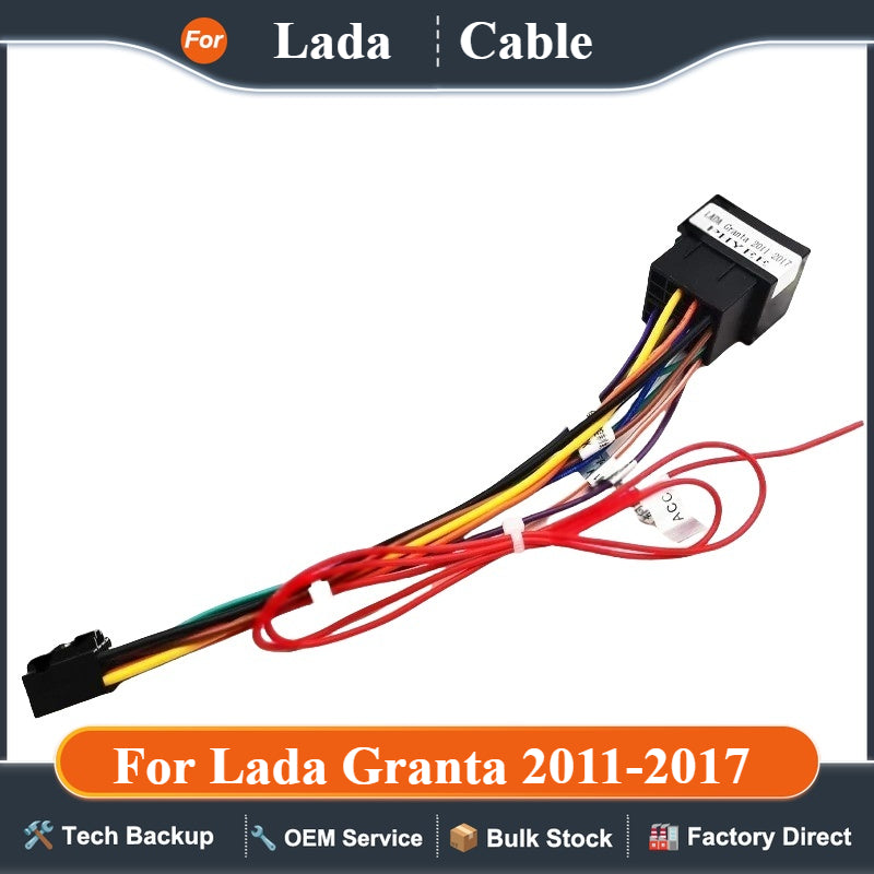 Radio Wiring Harness for Lada Granta 2011-2017, 16 Pin Plug to ISO Connector, Car Android Multimedia Cable Adapter