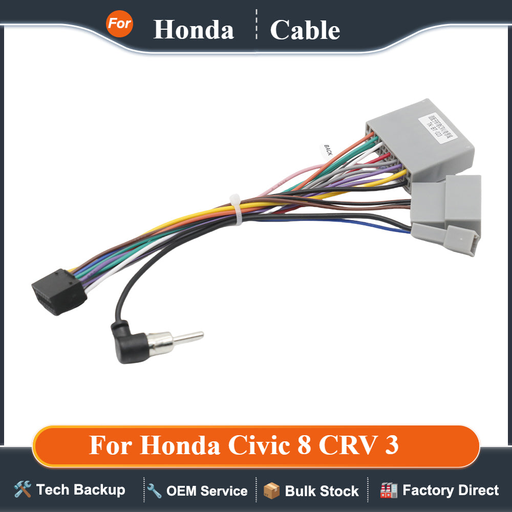 For Mitsubishi Lancer Outlander Radio Wiring Harness 16 Pin To 17 Pin Connector for Honda Civic 8 CRV 3 Android Cable Adapter