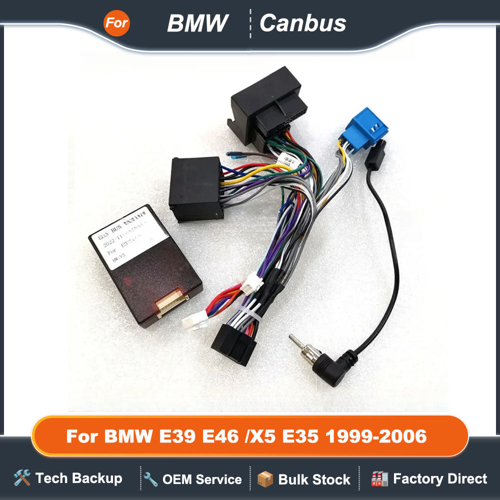 Canbus Box Adaptor Decoder For BMW E39 E46 /X5 E35 1999-2006 With 16 Pin Power Wiring Harness Cable Android 2 Din GPS Stereo