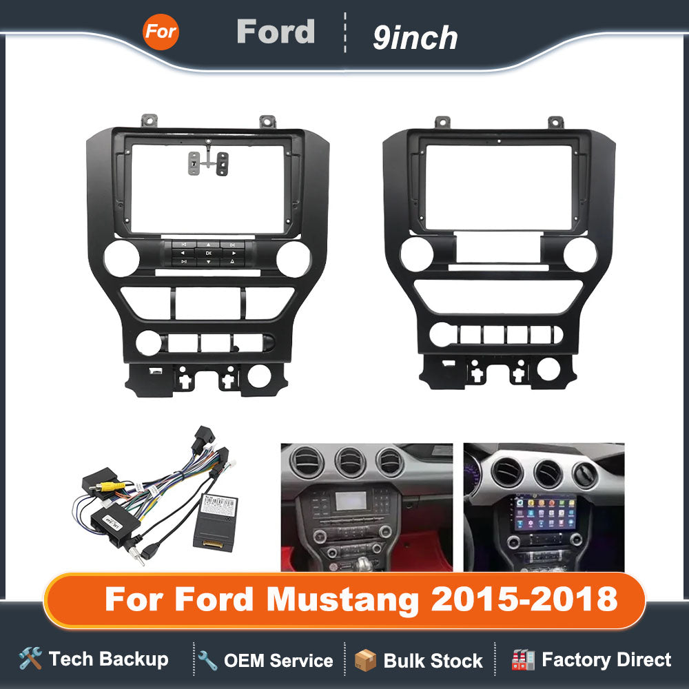 For Ford Mustang 2015-2018 9 Inch Car Fascia Frame Adapter Canbus Box Android Radio Dashboard Fitting Panel Kit Face Plate