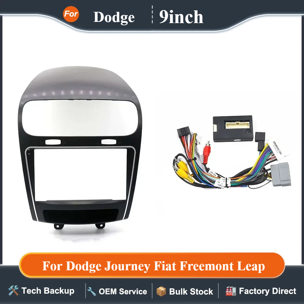For Dodge Journey Fiat Freemont Leap 9inch Car Fascia Radio Panel DVD  Dash Kit Install Adapter Console Frame Bezel trim