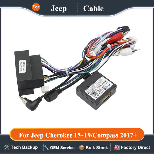 Car 16pin Android Wiring Harness USB Cable With Canbus For Jeep Cherokee 15~19/Compass 2017+/Wrangler/Renegade/Fiat 500