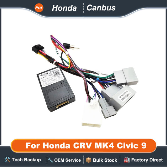 Radio Wiring Harness, CAN Bus Decoder, 16Pin to 24 Pin, Android System Connector Antenna Cable Adapter for Honda CRV MK4 Civic 9