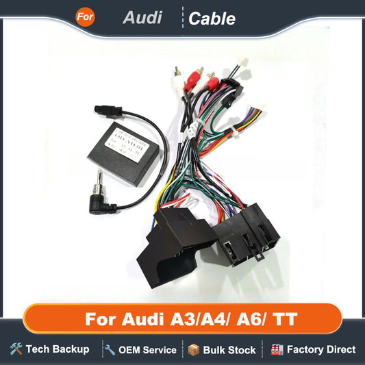 Car Audio Android 16PIN Power Cable Adapter With Canbus Box For Audi A3/A4/ A6/ TT Video Player Power Wiring Harness Radio Wire