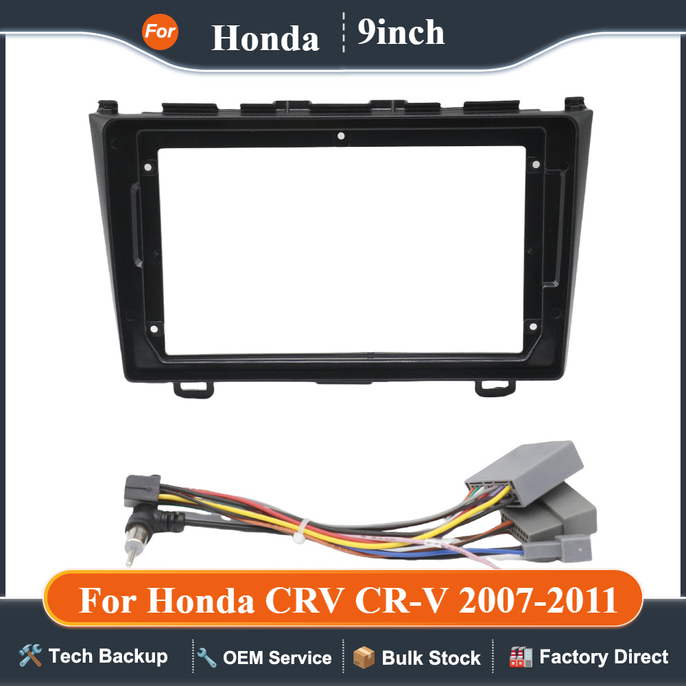 9 Inch Car Fascia Frame Adapter Canbus Box Decoder For Honda CRV CR-V 2007-2011 Android Radio Dash Fitting Panel Kit