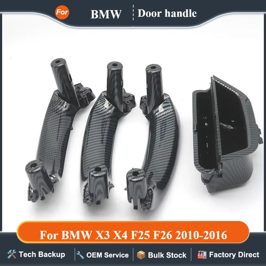 4PCS SET LHD RHD Carbon Fiber Interior Door Handle Panel Cover Trim For BMW X3 X4 F25 F26 2010-2016