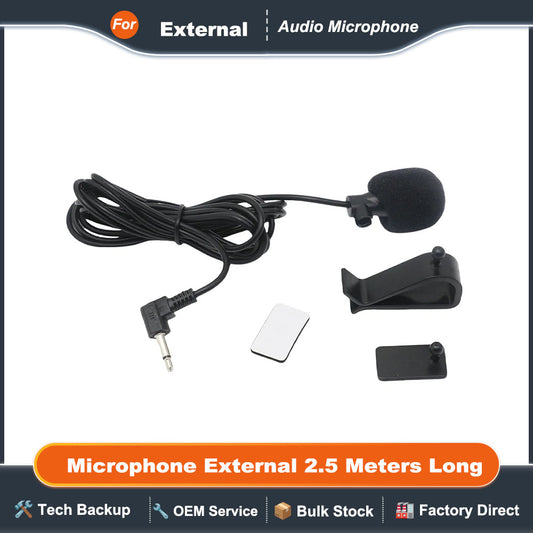 Car Microphone External 2.5 Meters Long Portable Mono Audio Mic Braided Cable Clip-on Car Bluetooth Hands Free Kits