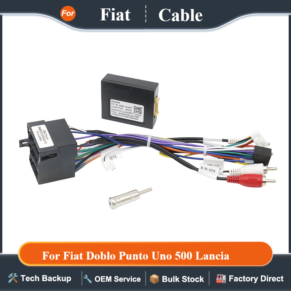 Canbus Box Decoder 16 Pin Car Android Wiring Harness for Fiat Doblo Punto Uno 500 Lancia Delta ISO Cable Adapter