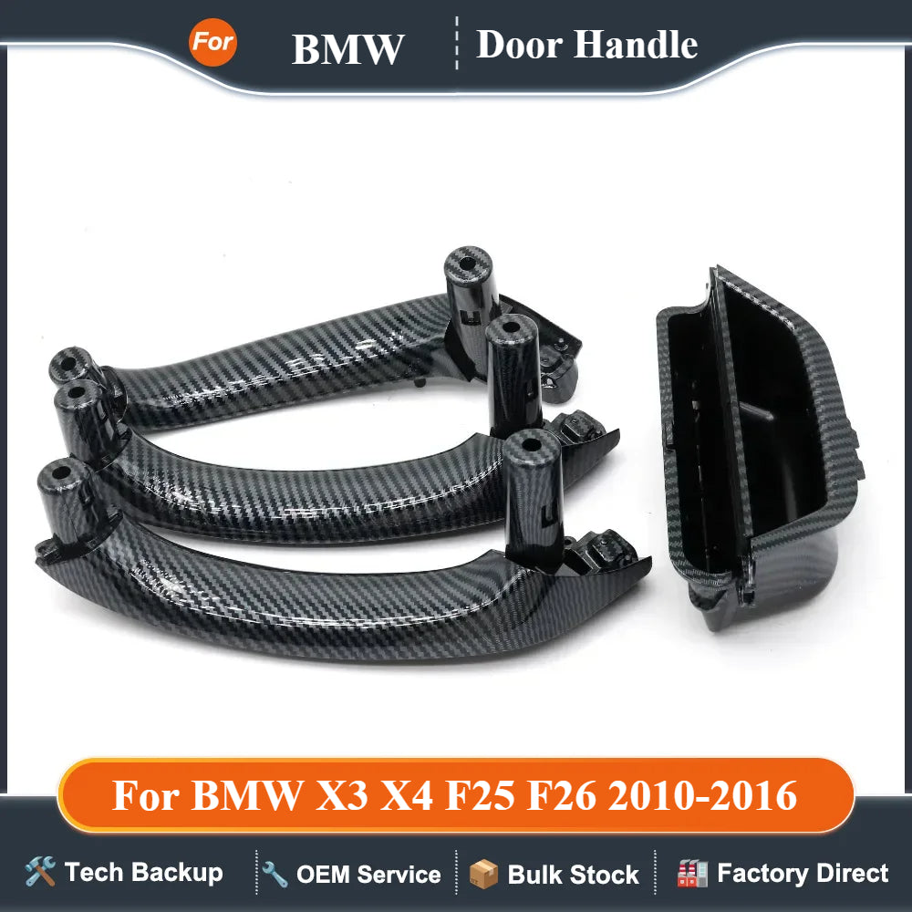 4PCS SET LHD RHD Fiber Interior Door Handle Panel Cover Trim For BMW X3 X4 F25 F26 2010-2016