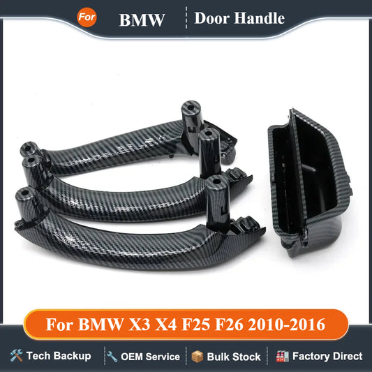 4PCS SET LHD RHD Fiber Interior Door Handle Panel Cover Trim For BMW X3 X4 F25 F26 2010-2016