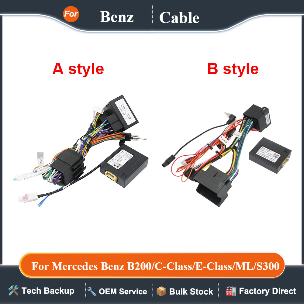 For Mercedes Benz B200/C-Class/E-Class/ML/S300/Vito/Viano/R-Class Car Android 16PIN Power Wiring Harness Cable With Canbus