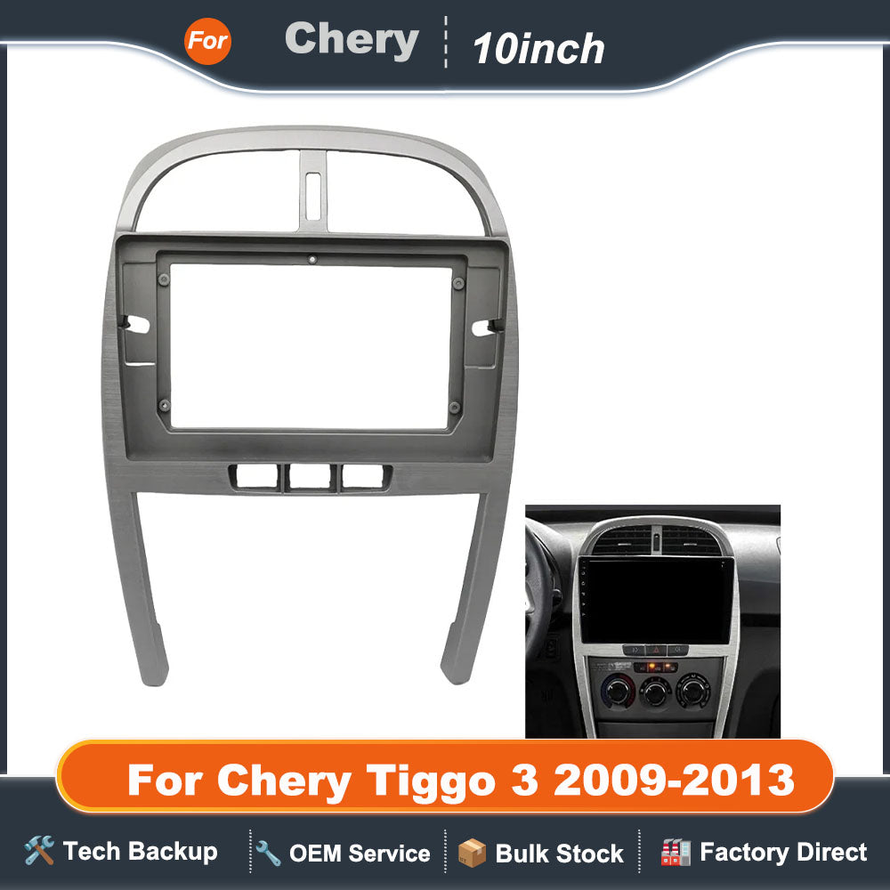 Car 10.1" Audio Face Plate Fascia Frame For Chery Tiggo 3 2009-2013 2Din Big Screen Radio Stereo Panel Dash Mount Refitting Kit