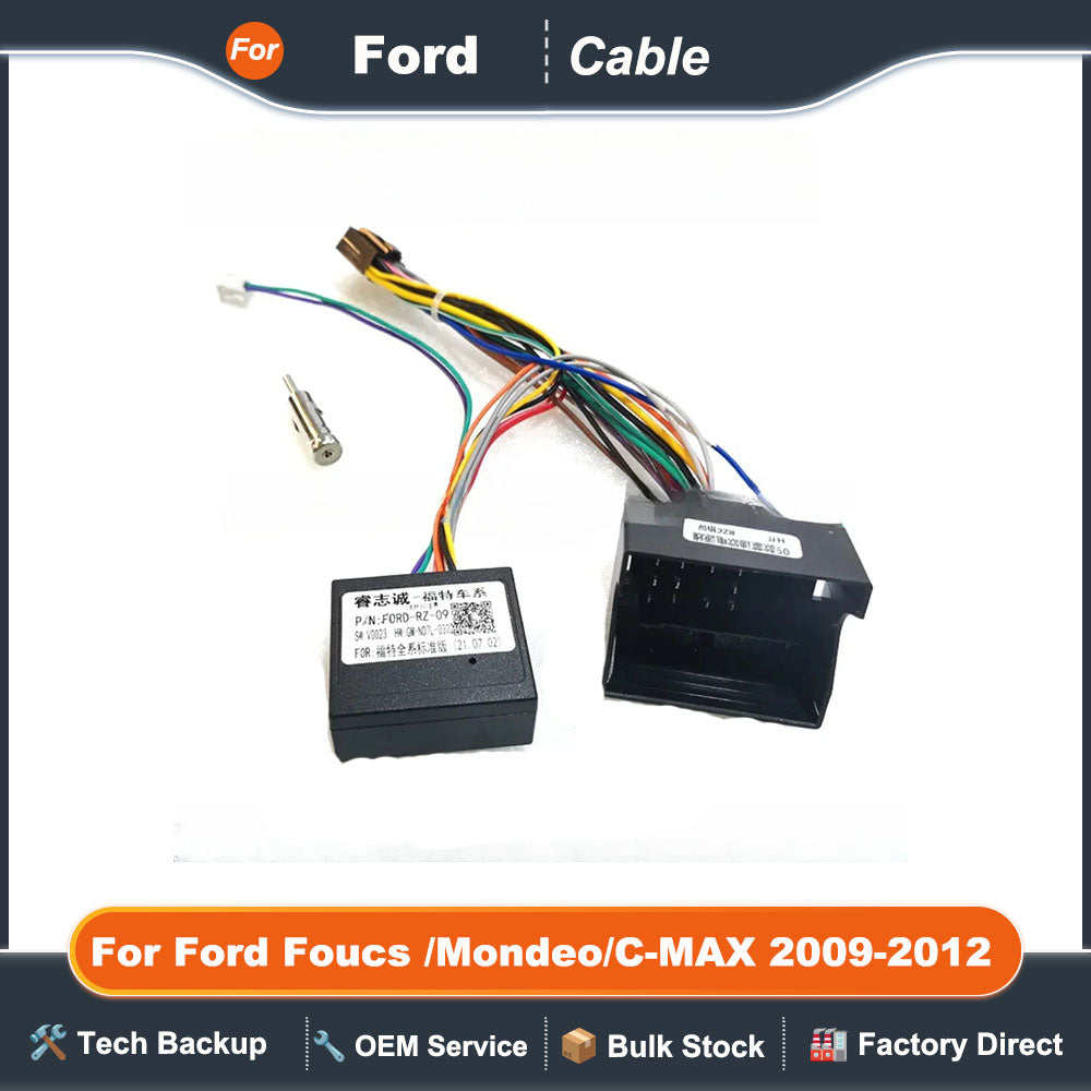 16 Pin Wiring Harness Adapter Canbus Box  For Ford Foucs /Mondeo/C-MAX 2009-2012 Radio Android 2 Din GPS Wifi Video Player