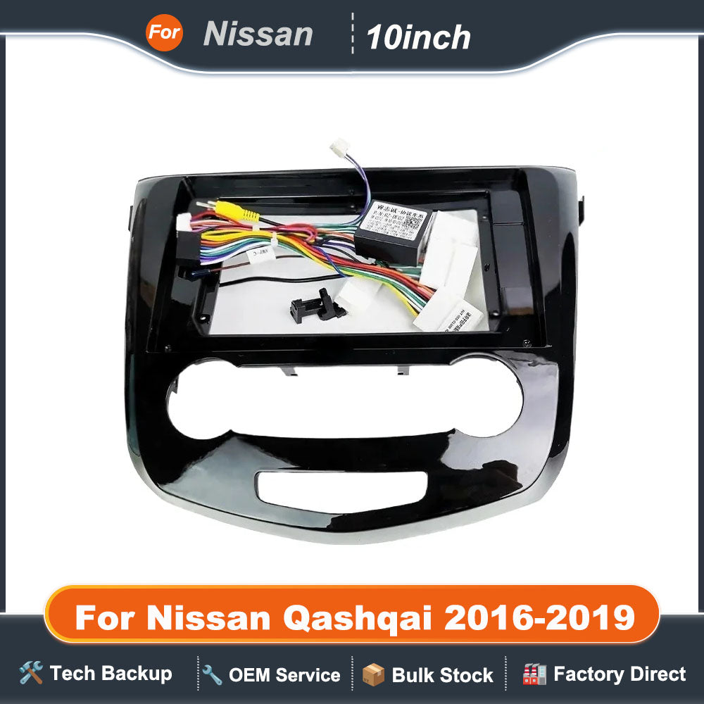 Dashboard Panel Frame for Nissan Qashqai 2016-2019, Radio Wiring Harness Adapter, CAN Bus Decoder, for 2DIN 10" Android System