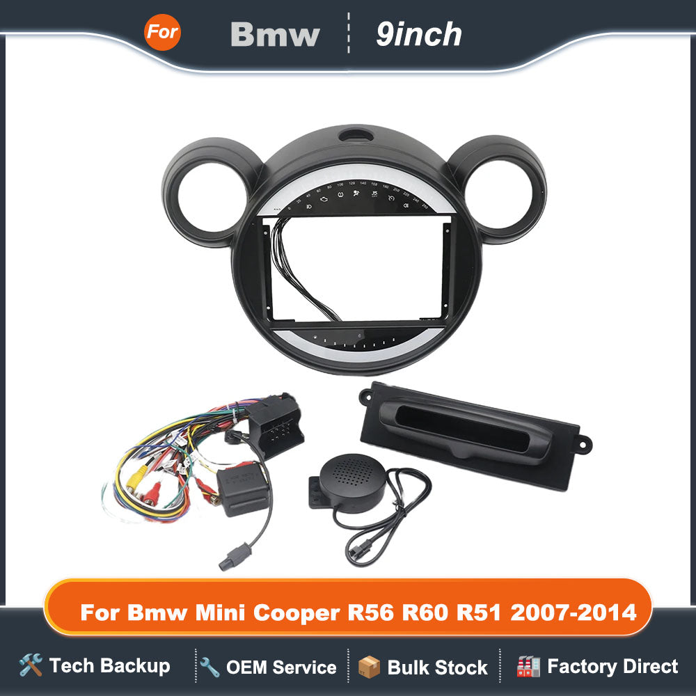 For Bmw Mini Cooper R56 R60 R51 2007-2014 9 Inch Car Radio Fascias  Dash Kit Install Facia Console Bezel Stereo Adapter Plate Tr