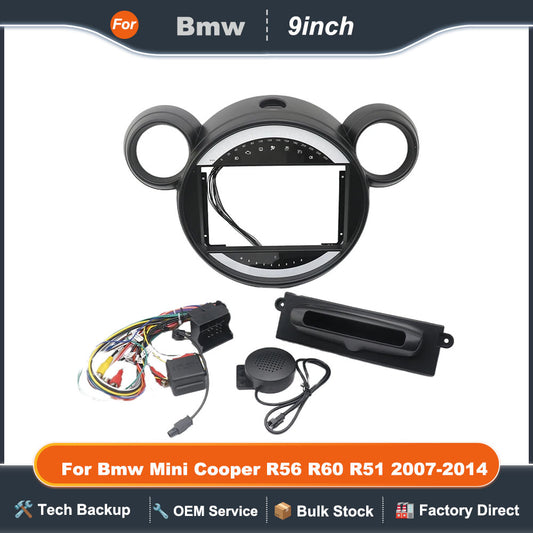 For Bmw Mini Cooper R56 R60 R51 2007-2014 9 Inch Car Radio Fascias  Dash Kit Install Facia Console Bezel Stereo Adapter Plate Tr