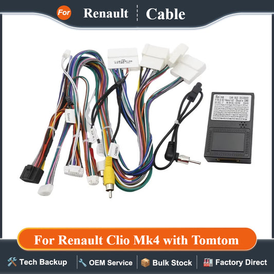 Wiring Harness CanBus Decoder for Renault Clio Mk4 with Tomtom 16 Pin To 12Pin 32Pin 24Pin Connector Car Android Cable Adapter