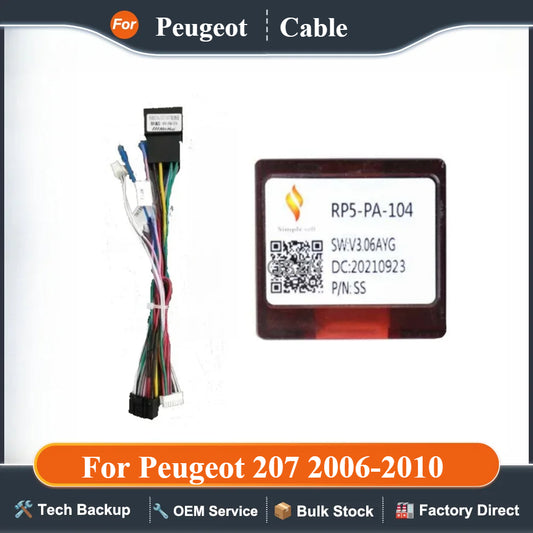 Canbus Box Adaptor Decoder For Peugeot 207 2006-2010 With 16Pin Power Wiring Harness Cable Android Car Radio Stereo