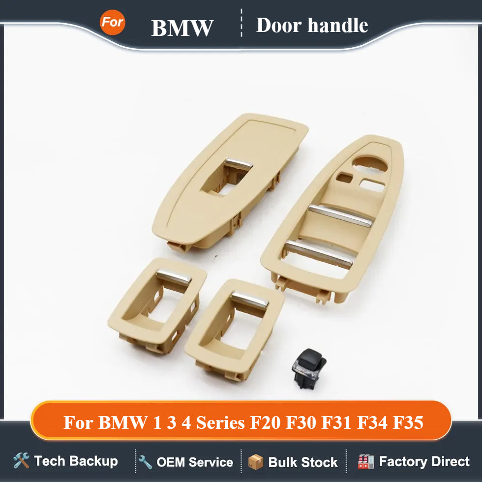 Car Interior Door Fiber Beige Black Window Regulator Switch Panel Cover Trim For BMW 1 3 4 Series F20 F30 F31 F34 F35
