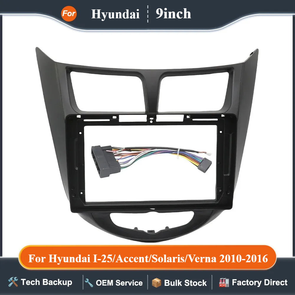 For Hyundai I-25/Accent/Solaris/Verna 2010-2016 Car 9 Inch Radio Fascia Frame Android 2Din MP5 Player Stereo Panel