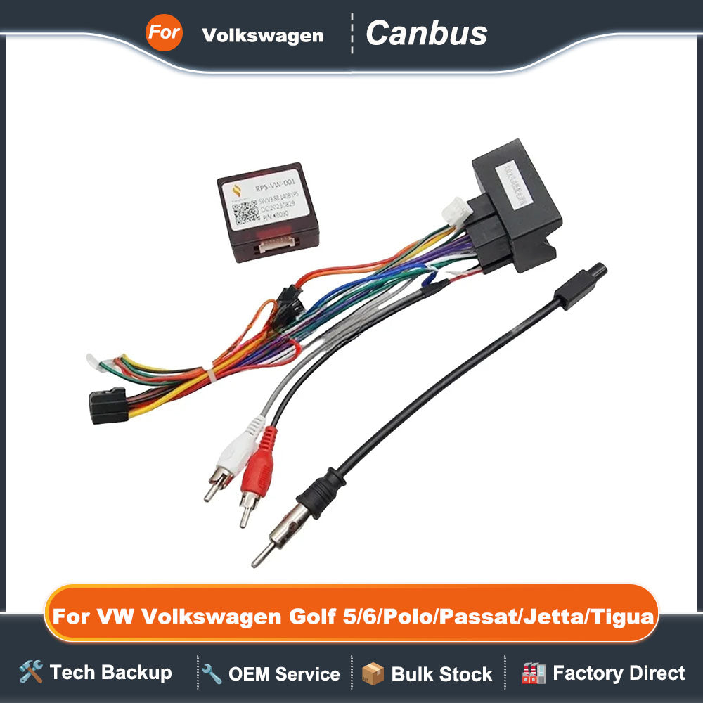 Canbus Box RP5-VW-001 For VW Volkswagen Golf 5/6/Polo/Passat/Jetta/Tigua 16 PIN Harness Power Cable Android Car radio Multimedia