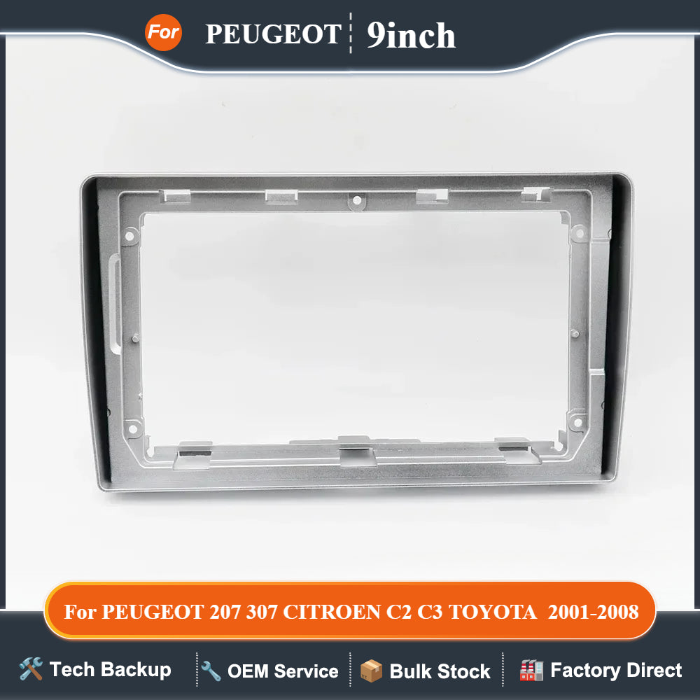For 2001-2008 PEUGEOT 207 307 CITROEN C2 C3 TOYOTA ProAce 9 Inch Car DVD Frame Audio Dashboard Trim Kit Panel Radio Large Screen