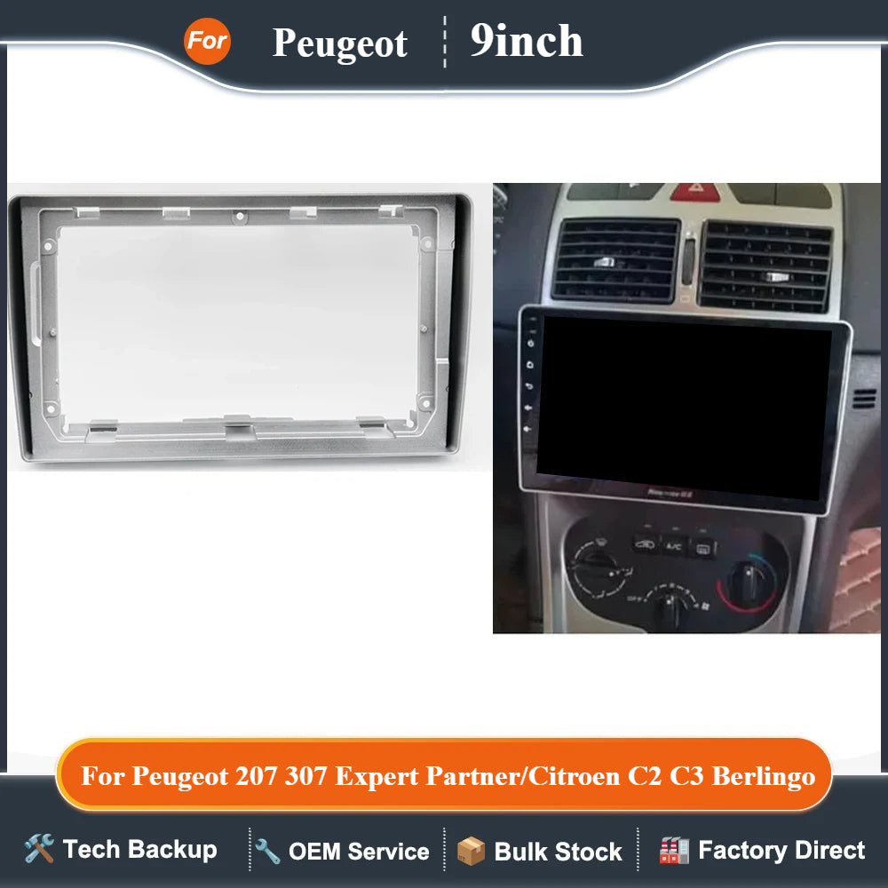 9 Inch Car Frame Fascia Adapter Android Radio Dash Fitting Panel Kit For Peugeot 207 307 Expert Partner/Citroen C2 C3 Berlingo