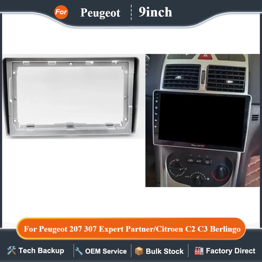 9 Inch Car Frame Fascia Adapter Android Radio Dash Fitting Panel Kit For Peugeot 207 307 Expert Partner/Citroen C2 C3 Berlingo
