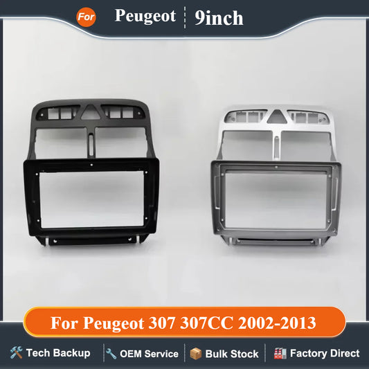 9inch 2 Din For Peugeot 307 307CC 2002-2013 Car Fascia Radio Panel Audio Fitting Adaptor Dash Trim Kits Facia Panel Radio Player