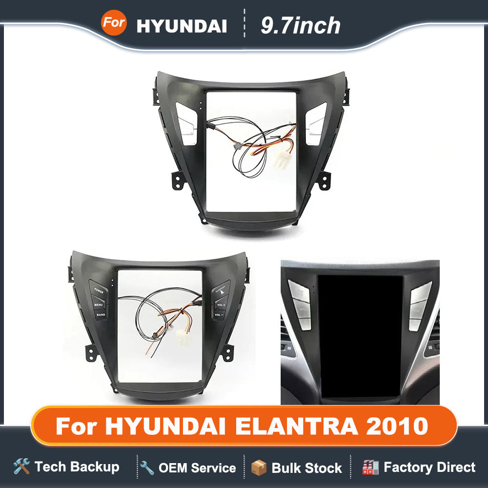 9.7 Inch 2 Din Car Radio Fascias For HYUNDAI ELANTRA 2010 Tesla Style Multimedia Frame Video Player Navigation DVD Panel Trim