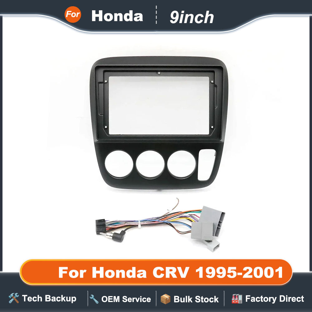 For Honda CRV 1995-2001 9 Inch Car Fascia Stereo 2Din Adapter Frame Android Cover Audio Player Dash Fitting Panel Bezel Trim Kit