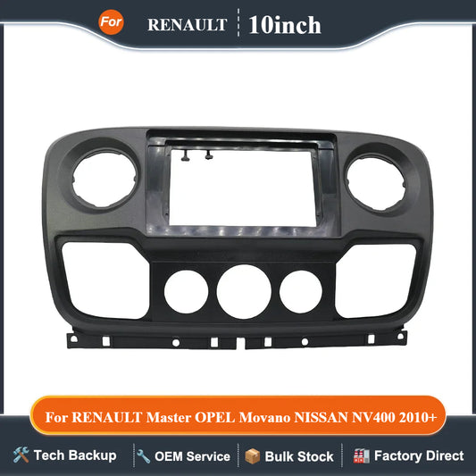 10 Inch Car Fascia Radio Panel for RENAULT Master, OPEL Movano, NISSAN NV400 2010+ Dash Kit Facia Trim Plate Adapter Frame