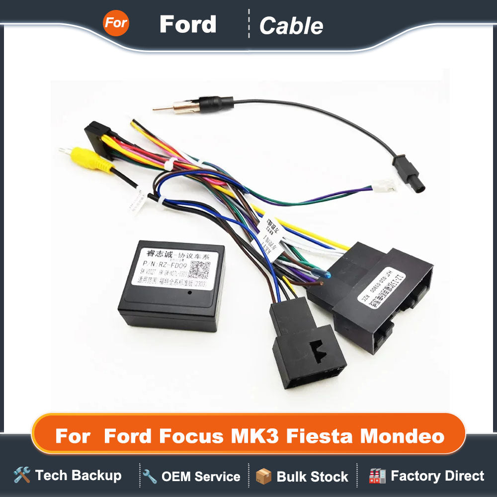 Car Android Harness Adapter CAN Bus Decoder 16Pin Plug to 24 Pin ACM Head Unit Connector Cable for Ford Focus MK3 Fiesta Mondeo