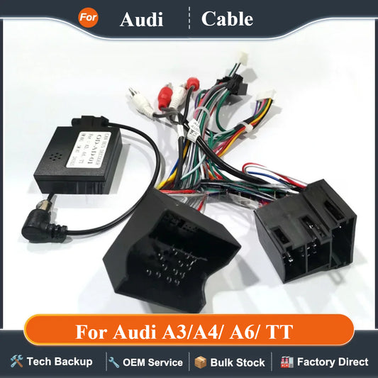 Car Audio Android 16PIN Power Cable Adapter With Canbus Box For Audi A3/A4/ A6/ TT Video Player Power Wiring Harness Radio Wire